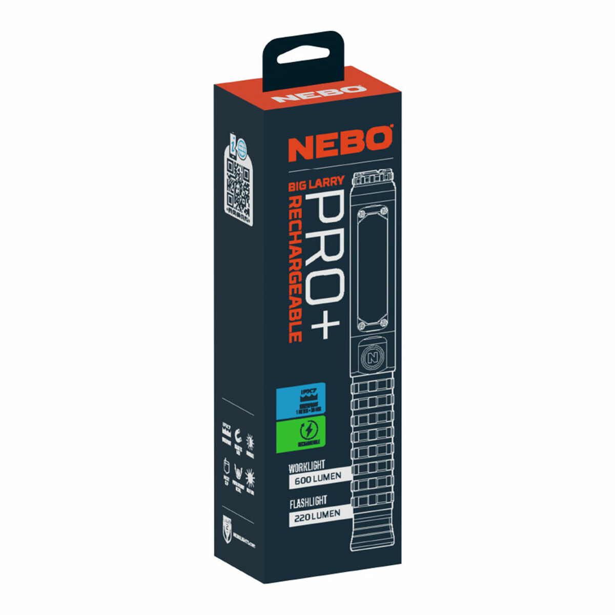Lanterna LED recarregável Nebo Big Larry Pro+ 600 lm